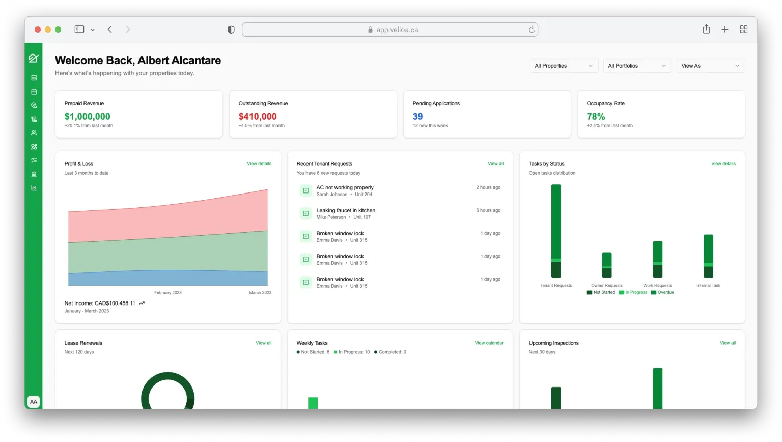 Velloa Dashboard